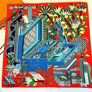 130*130cm Pencils stationery women's square scarf shawl 100% silk Scarf #96